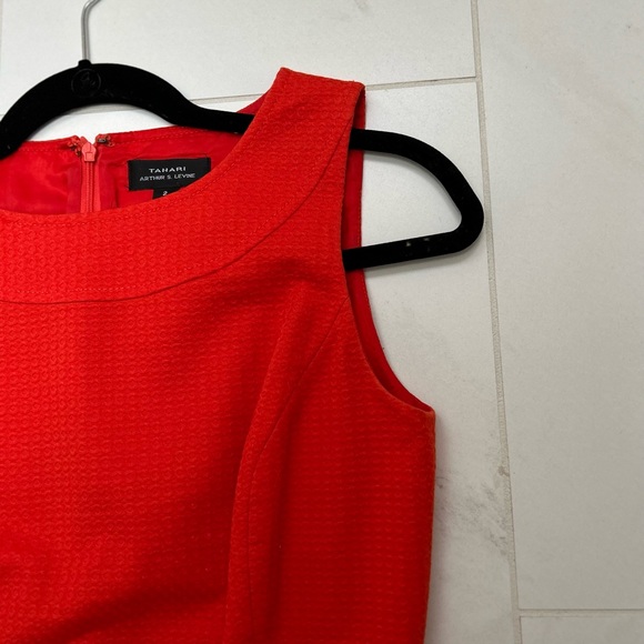 Tahari ASL Orange sheath dress with Bamboo Ring detail. Lined. - Picture 8 of 12